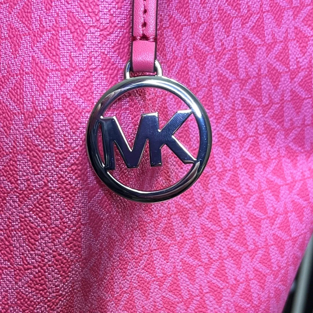 Michael Kors Pink MK Logo Tote with Signature Charm - Picture 2 of 12